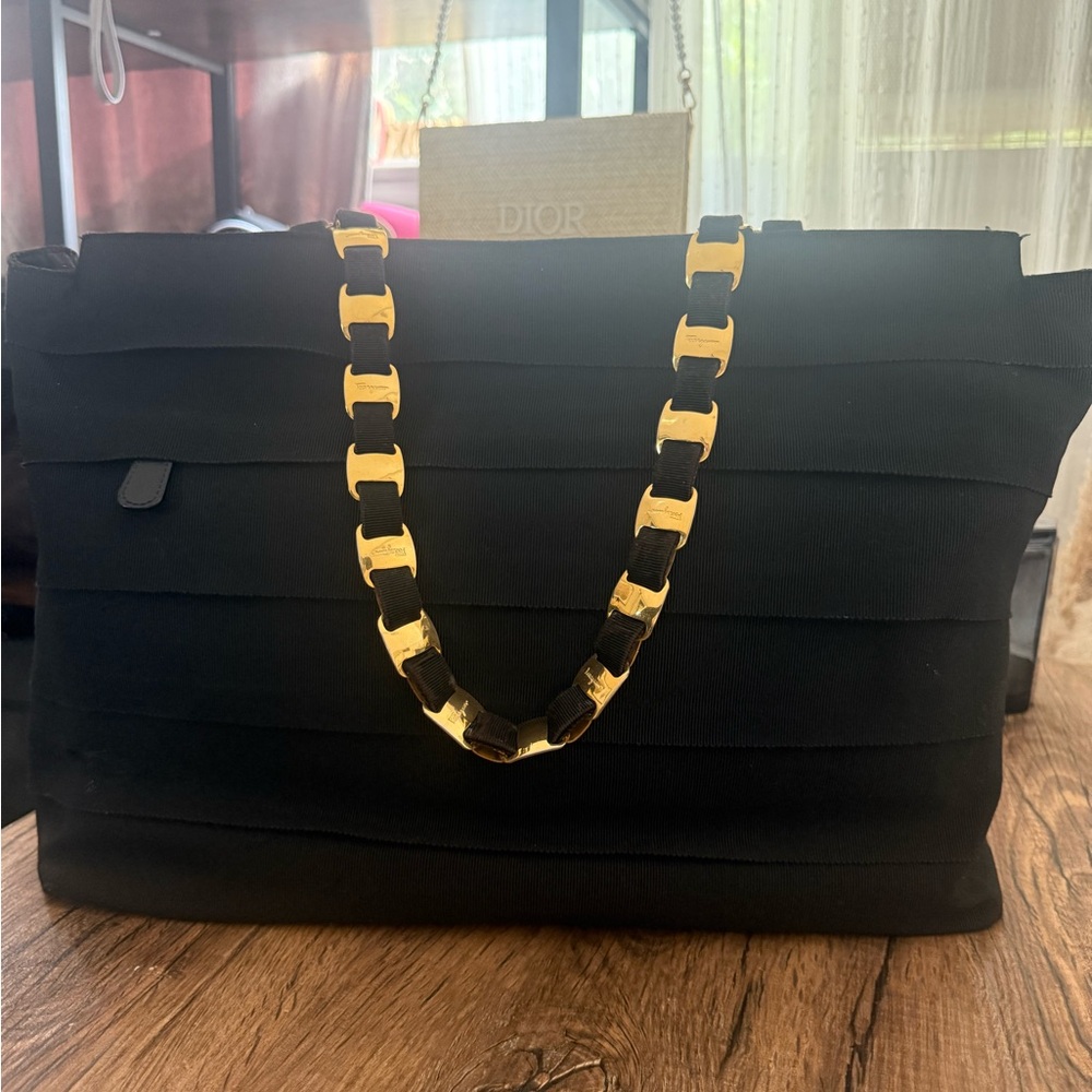 Salvatore Ferragamo Black Vara Tote